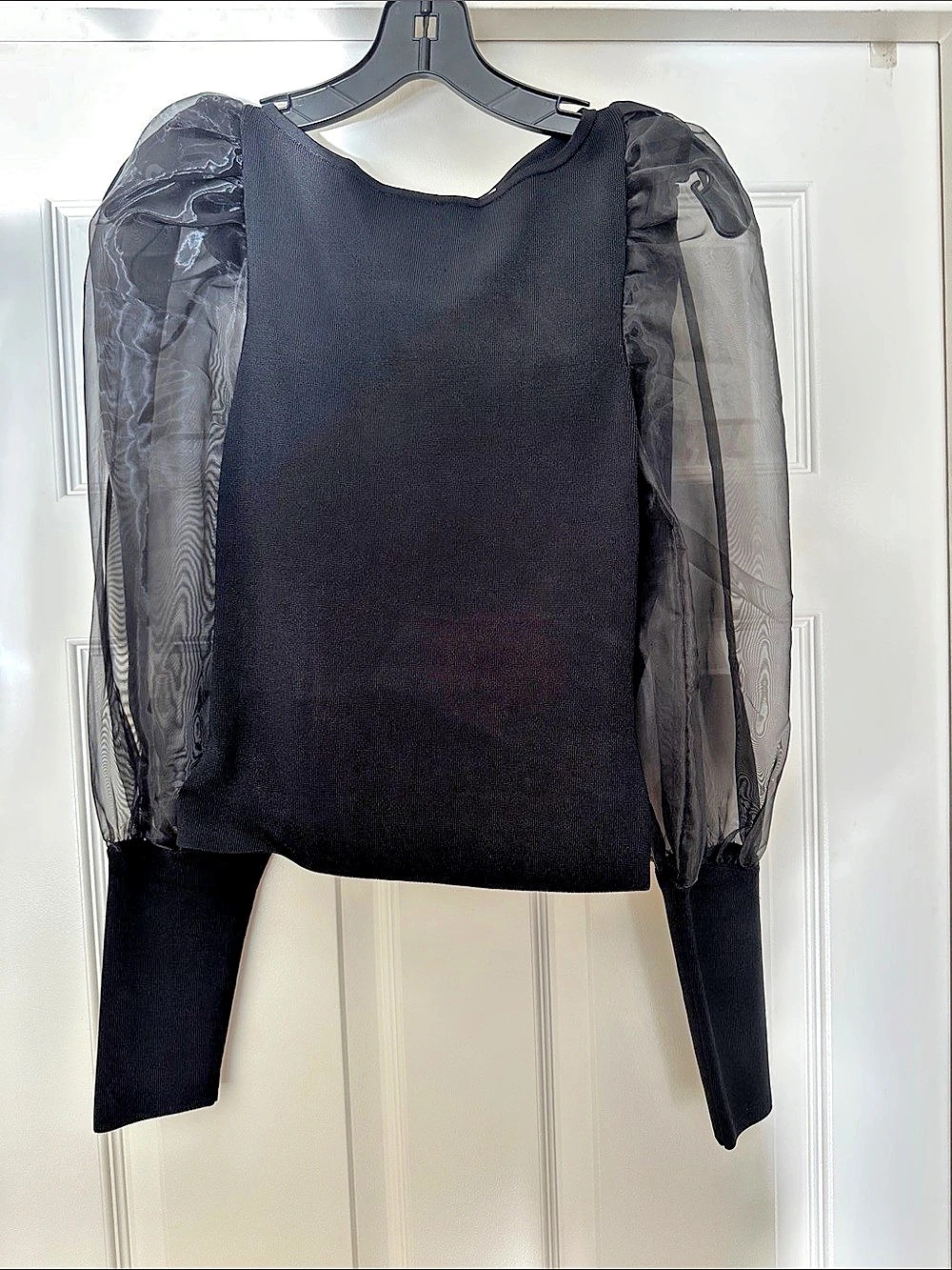 alice + olivia Abella Puff Sleeve Sweater Black